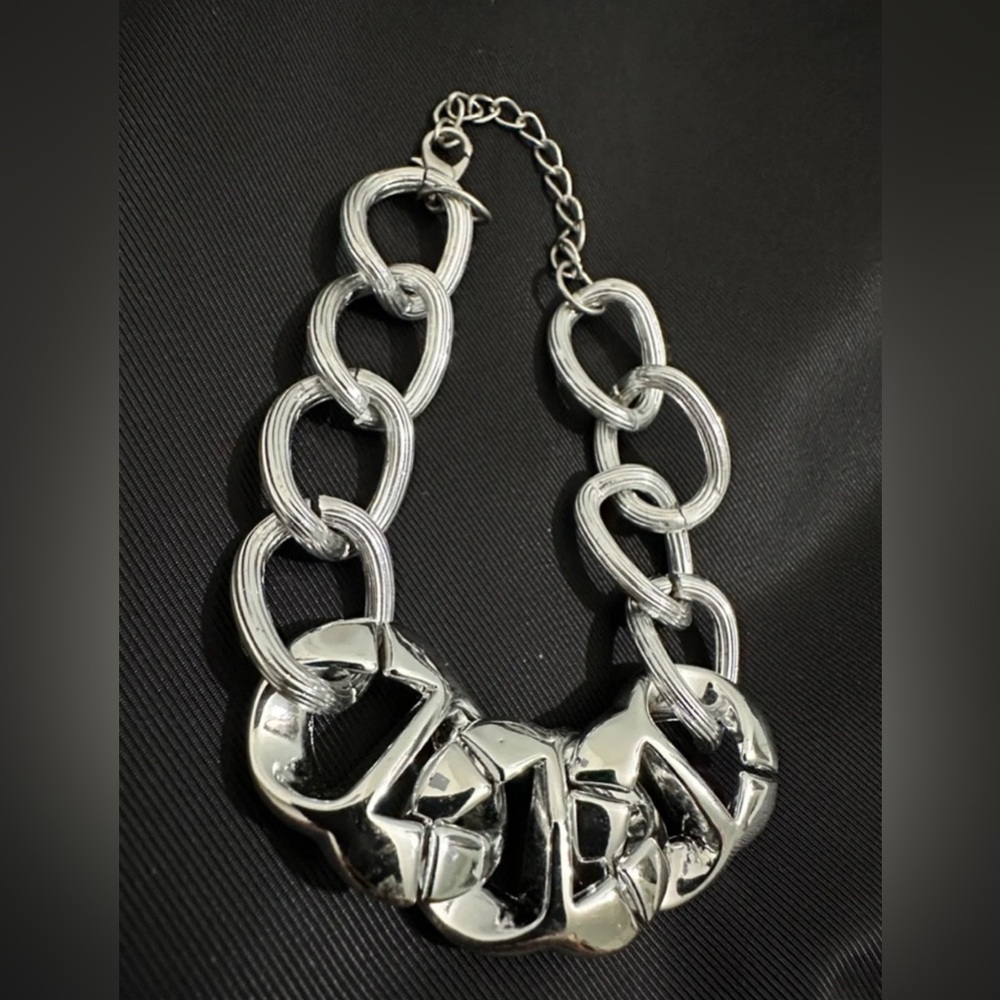 Silver Link Statement Necklace - Women Jewelry